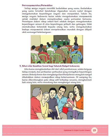 Sila kedua kemanusiaan yang adil dan beradab (nilai kemanusiaan), yaitu: Soal dan Kunci Jawaban Buku Siswa Kelas 5 Tema 1 Subtema 1