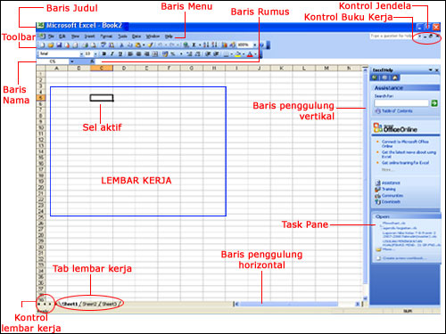Jumlah lembar kerja dalam buku kerja microsoft excel terdiri atas…. Jendela Ms Excel Koerniawan