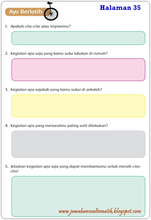Rasa malas yang membuat diri lambat dalam berusaha · semangat yang naik turun · habit membaca yang buruk · kurang disiplin dalam membagi waktu . Kunci Jawaban Buku Siswa Kelas 4 Tema 6 Halaman 35 36 38 39 41 43 44 Jawaban Soal Tematik