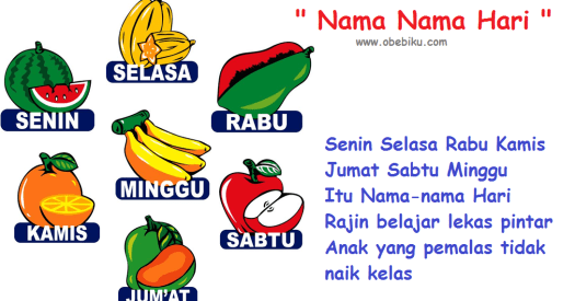 Monday biasa disingkat menjadi kata mon. Lirik Lagu Anak Anak Nama Nama Hari Obebiku