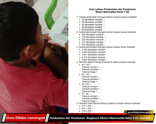 Dalam membulatkan bilangan ke puluhan terdekat, jika angka satuannya kurang dari 5 maka dibulatkan. Pembulatan Dan Penaksiran Ringkasan Materi Matematika Kelas 4 Sd Soal Pdf