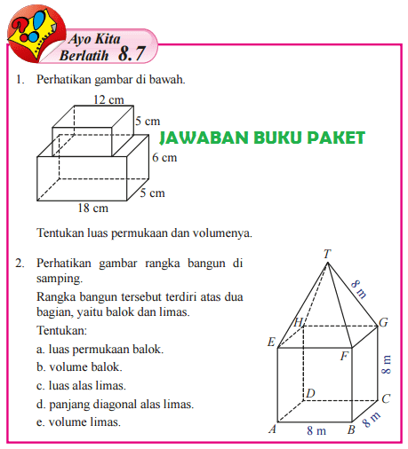 Sebuah kubus memiliki luas alas 144 cm² tentukan . Bocoran Kunci Jawaban Buku Paket Halaman 200 201 202 Kelas 8 Matematika Ayo Kita Berlatih 8 7