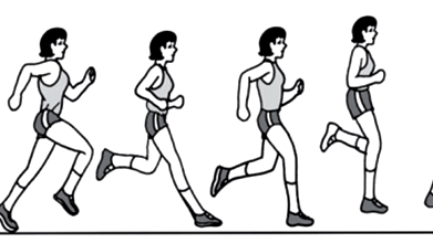 A) pada saat akan menapakkan kaki pada tanah atau lintasan, dimulai dari ujung kaki ke tumit dan terus menolak lagi . Teknik Dasar Lari Jarak Menengah Beserta Cara Melakukan Penjasorkes