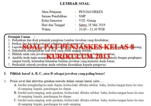 Karena merupakan ruas ruas jalan yang menguhubungkan antarkota jenjang kesatu yang berdampingan atau menghubungkan kota jenjang . Soal Dan Kunci Jawaban Pat Penjaskes Smp Kelas 8 Kurikulum 2013 Tahun Pelajaran 2018 2019 Didno76 Com