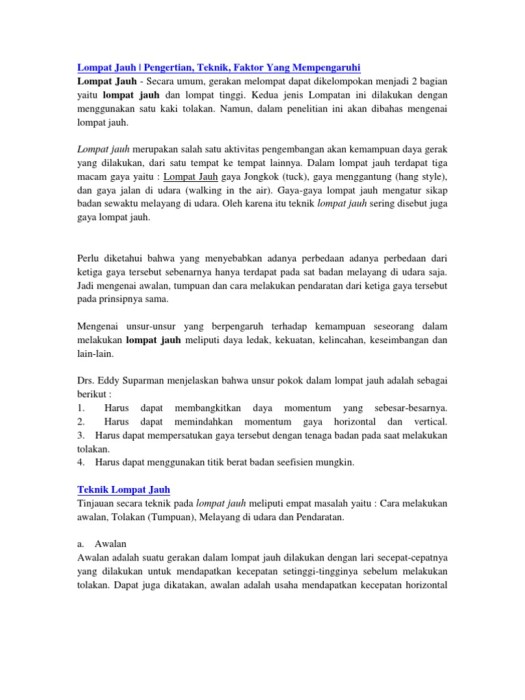 Sikap badan di udara dalam lompat jauh gaya jongkok adalah posisi. teknik lompat jauh - wood scribd indo