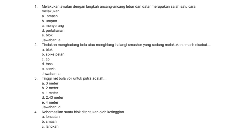 Mengambil langkah awalan sekitar 1 sampai 3 langkah · langlah yang diambil merupakan langkah kaki yang lebar · ketika mendekati net, ayunkan kedua . Materi Soal Skb Guru Olahraga Smp Cpns 2020 Seleksi Kompetensi Bidang Antapedia Com