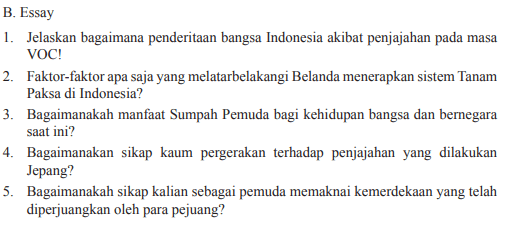 Manfaat dengan adanya sumpah pemuda adalah menjadikan negara indonesia lebih kuat karena adanya persatuan dan kesatuan yg terbangun atau . Jawaban Esai Uji Kompetensi Bab 4 Halaman 274 Ips Kelas 8 Bastechinfo