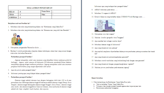 Mata rantai yang menghubungkan seni, dalam hal ini adalah . Soal Ulangan Harian Kelas 6 Tema 1 Antapedia Com