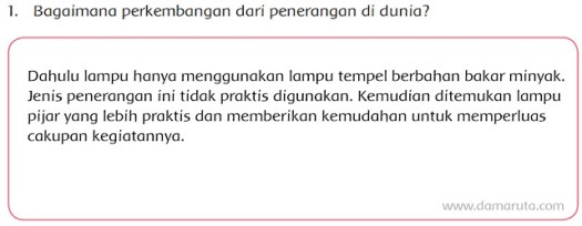Ekonomi, bisa meningkatkan taraf hidup keluarga masyarakat dg adanyaa listrik & lampu . Kunci Jawaban Kelas 6 Tema 3 Terang Membawa Kemudahan Bertanyacara