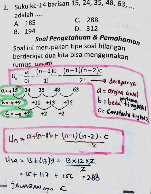 Dalam sebuah deret aritmetika diketahui u3 = 10 dan u6 = 19. Catatan Belajar Mat Smp Deret Aritmatika Un Dan Sn Dari Deret Aritmatika Deret Aritmatika Derajat 2