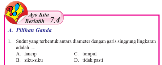 Garis singgung persekutuan luar dan dalam dua lingkaran. Soal Dan Pembahasan Buku Siswa Matematika Kls 8 Latihan 7 4 Hal 102 Th 2020 Nesajamath