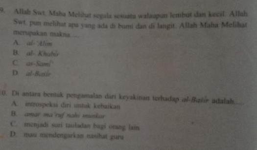 Download Di Antara Bentuk Pengamalan Dari Keyakinan Terhadap Al Basir Adalah&nbsp;PNG