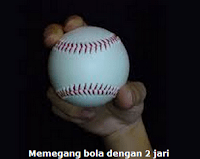 Lemparan atas(overhand throw) dalam permaianan softballpada saat melempar, . PENJASKES: Teknik Dasar Memegang Bola Softball