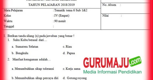 Negara indonesia yang terletak di titik persilangan antara berbagai bangsa menyebabkan beragamnya … Soal Uts Pts Kelas 4 Semester 2 Kurikulum 2013 Bimbel Sekolah