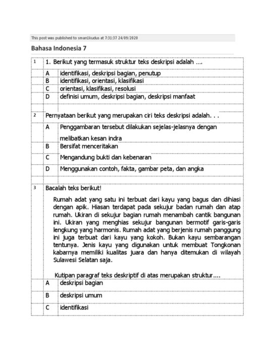 15+ Pernyataan Berikut Yang Termasuk Ciri-Ciri Teks Deskripsi Adalah
Images